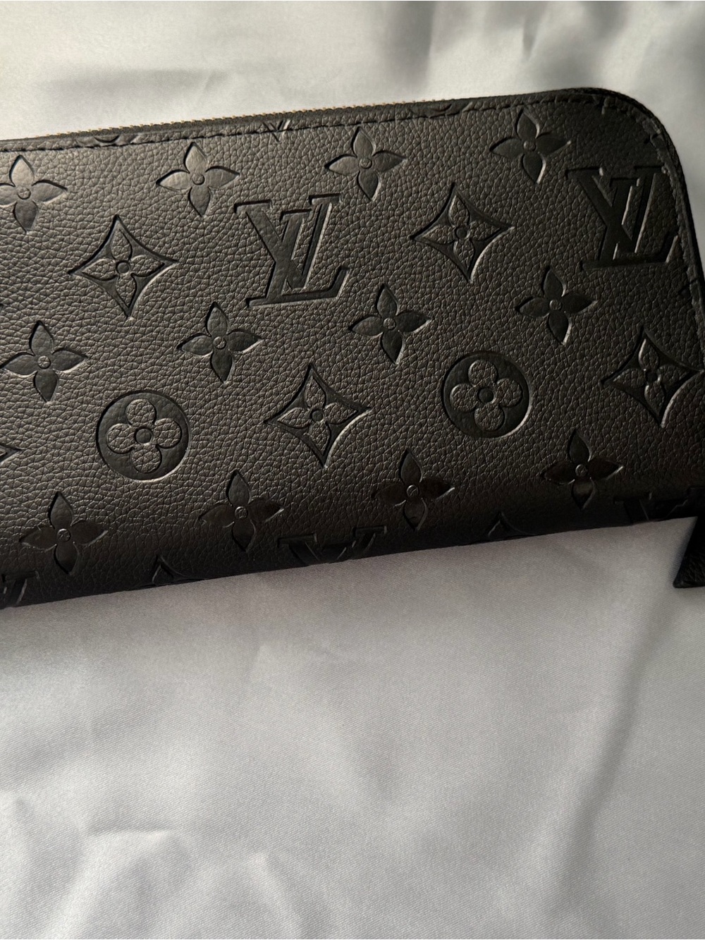 Louis Vuitton Black Embossed Monogram Zip-Around Wallet
